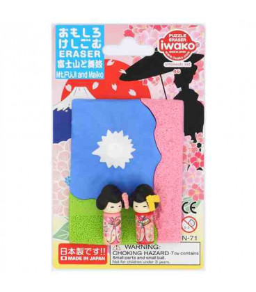 Iwako Puzzle Eraser -  Mt. Fuji and Maiko - (Made in Japan)
