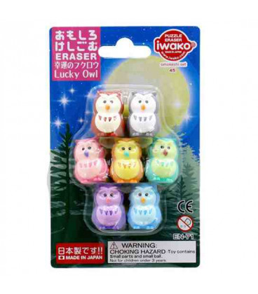 Iwako Puzzle Eraser - Lucky Owl - (Gomas de borrar con diseños) Hecho en Japón
