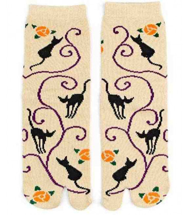 Calcetines de mujer "Tabi" de dos dedos - Kurochiku (Kyoto)- Modelo Kuroneko (Talla única 23-25 cm)