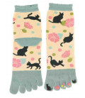 Calcetines de mujer de "cinco dedos" - Kurochiku (Kyoto)- Modelo Yumemineko (Talla única 23-25 cm)
