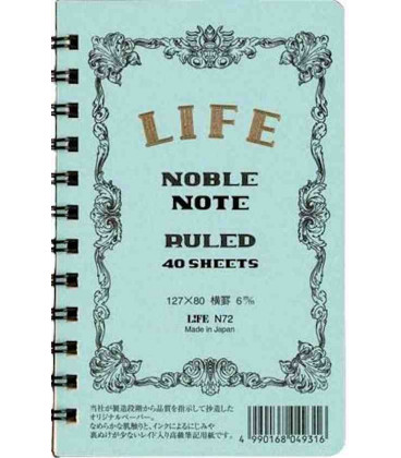 Life Noble Note - N72 (Tamaño 127x80mm - Color Azul claro -  A rayas - 40 paginas)