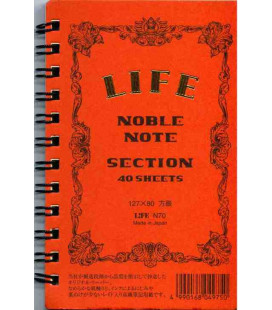 Life Noble Note - N70 (Tamaño 127x80mm - Color Naranja -  Cuadriculas - 40 paginas)