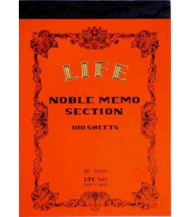 Life Noble Memo - N40 (Tamaño B7 - Color naranja - cuadriculas - 100 paginas)