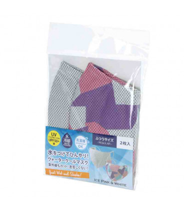 Pack de 2 mascarillas japonesas textiles - UV Protection - Ice Pink & White - Tamaño normal