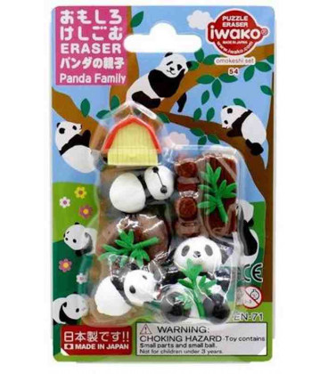 Iwako Puzzle Eraser - Panda Family - (Gomas de borrar con diseños) Hecho en Japón 
