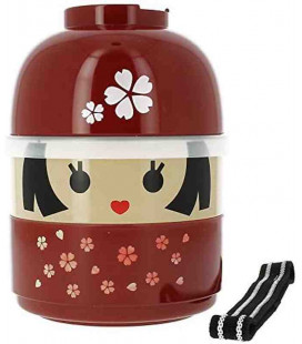 Hakoya Kokeshi Bento - Tamaño M - Modelo 50617 (Hanako) - Color Rojo