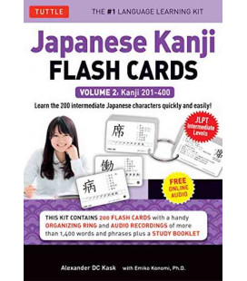 Japanese Kanji Flash Cards Kit, Vol. 2 (Kanji 201-400: Intermediate Level) Incluye audio online