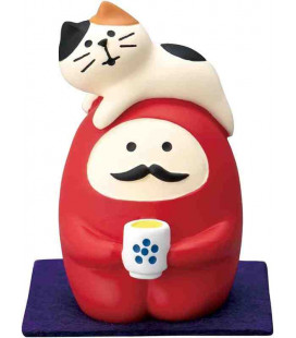 Decole - Daruma with cat - Colección Concombre Fuku Mono