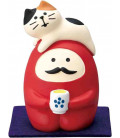Decole - Daruma with cat - Colección Concombre Fuku Mono