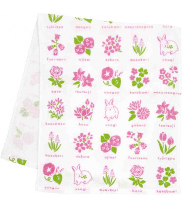 Toalla japonesa tenugui Kurochiku (Kyoto)- Modelo Pinku no ohana