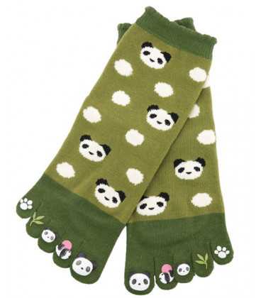 Calcetines de mujer de "cinco dedos" - Kurochiku (Kyoto)- Modelo Panda(Talla única 23-25 cm)