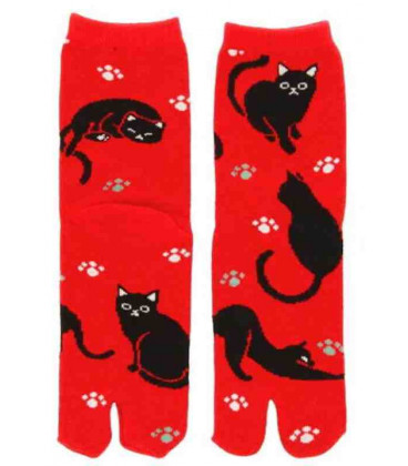 Meias femininas "Tabi" com dois dedos - Kurochiku (Kyoto) - Modelo Nobineko (Tamanho 23-25 cm)