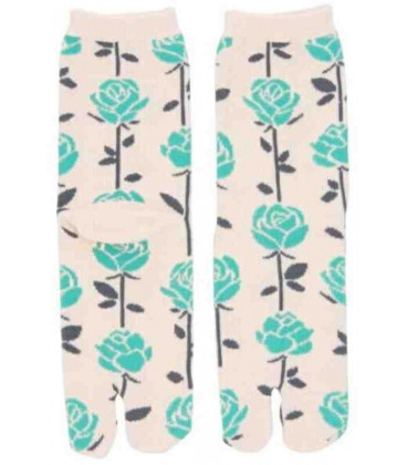 Meias femininas "Tabi" com dois dedos - Kurochiku (Kyoto) - Modelo Bara (Tamanho 23-25 cm)