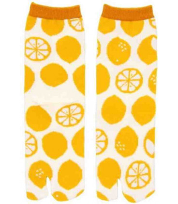Meias femininas "Tabi" com dois dedos - Kurochiku (Kyoto) - Modelo Lemon (Tamanho 23-25 cm)