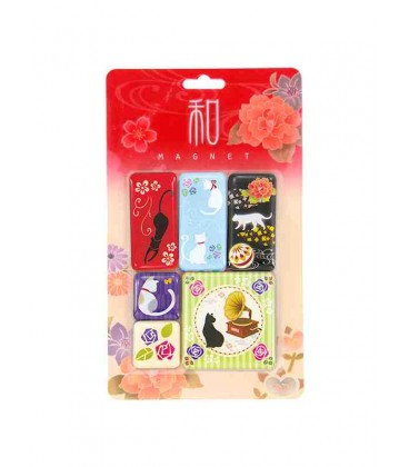 Kurochiku - 6 Ímanes com motivos japoneses - Neko