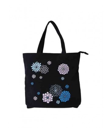 Canvas Tote Kurochiku - Modelo Tenjikubotan (kuro) - 100% algodão