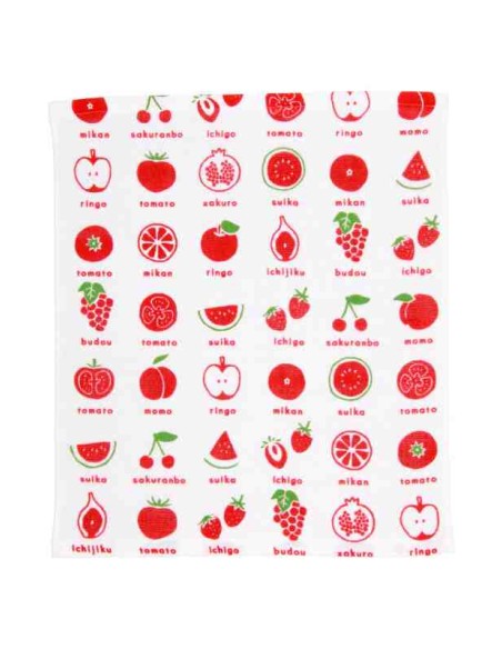 Lenço japonês Kurochiku (Kyoto) - Modelo Akai fruits
