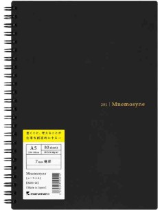 Maruman Mnemosyne Soft Notebook N295-05 (Formato A5) - Pautado 7 mm - 80 folhas - Preto