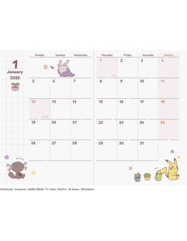 Pokémon- 2026 Monthly Diary - Size: A6 