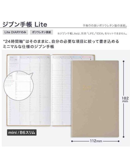 Jibun Techo Kokuyo - Agenda 2026 - Lite Mini Diary - B6 Slim - Bege