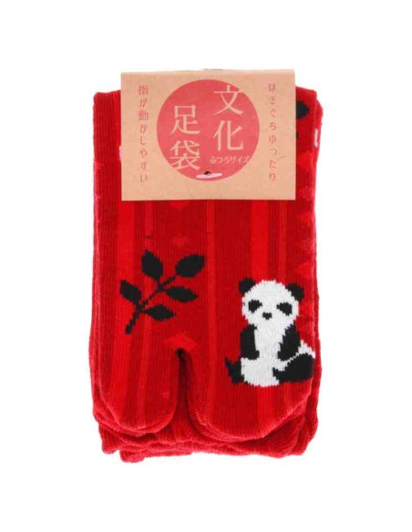 Meias femininas "Tabi" com dois dedos - Kurochiku (Kyoto) - Mod.  Panda (Tamanho 23-25 cm)