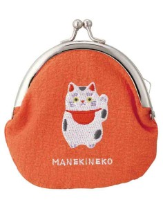 Decole - Porta-moedas bordado com fecho de metal - Maneki-neko (gato da sorte)