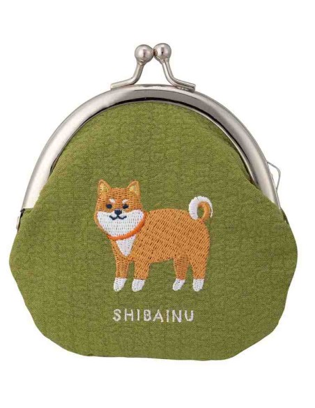 Decole - Porta-moedas bordado com fecho de metal - Shiba Inu