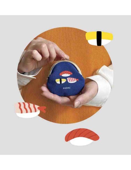 Decole - Porta-moedas bordado com fecho de metal - Sushi