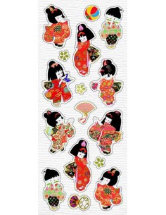 Chikyu Greetings - Autocolantes washi - Crianças japonesas tradicionais