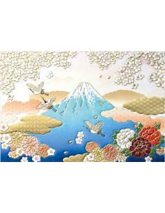 Chikyu Greetings - Cartão japonês - Monte Fuji, Cerejeiras e Grous