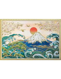 Chikyu Greetings - Cartão japonês - Monte Fuji na Primavera e Mar
