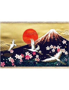 Chikyu Greetings - Cartão japonês - Monte Fuji Vermelho e Grous