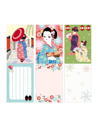 Conjunto de 3 blocos de notas Kurochiku (Kyoto, Japão) - Modelo: Maiko
