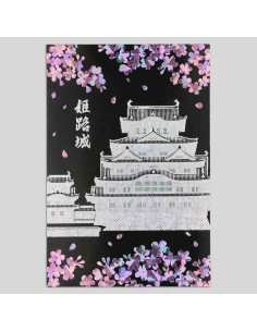 FUTABA - Postal Lugares Famosos do Japão - Castelo de Himeji - Cerejeiras ao Anoitecer