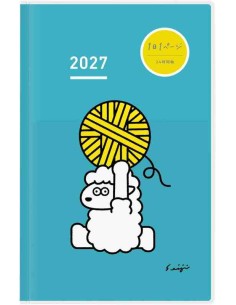 Jibun Techo Kokuyo - Agenda 2027 - Uma página por dia - A5 Slim - Edição limitada ovelha - Azul-céu