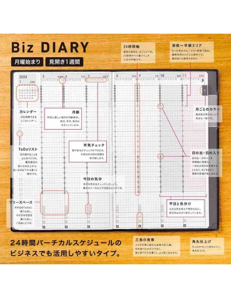 Jibun Techo Kokuyo - Agenda 2027 - Biz Diary - A5 Slim - Bege