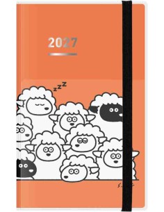Jibun Techo Kokuyo - Agenda 2027 - Diary + Life + Idea set - A5 Slim - Laranja (Padrão de ovelhas)