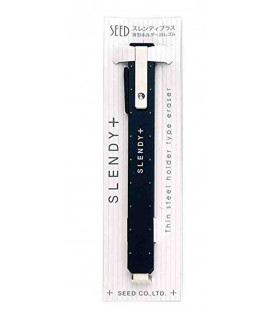 Seed Slendy Plus Eraser Black-Soporte de metal con goma de borrar lápiz y tinta (importado de Japón