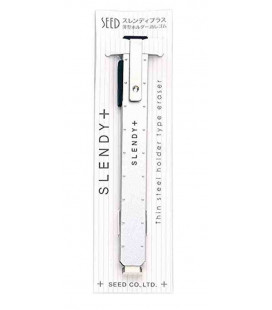 Seed Slendy Plus Eraser Silver-Soporte de metal con goma de borrar lápiz y tinta -importado de Japón